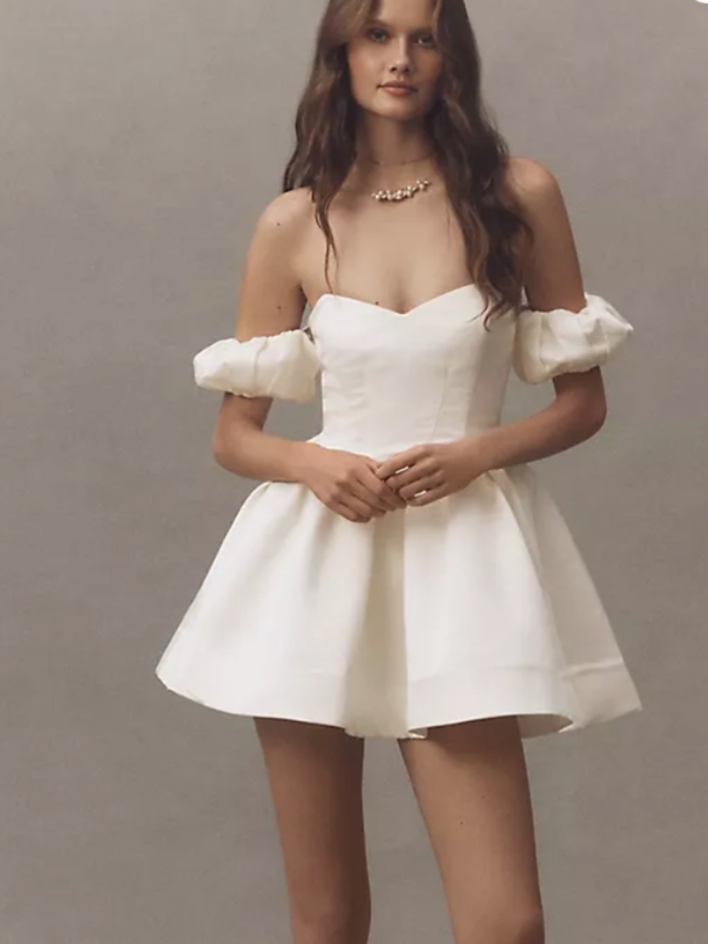 BHLDN Anthropologie Off-Shoulder Fit & Flare Mini Dress Size Medium